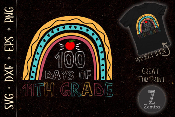 100th Day of School 11th Grade Rainbow