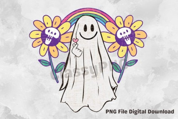 Boo Sunflower Rainbow Halloween T-shirt Graphics
