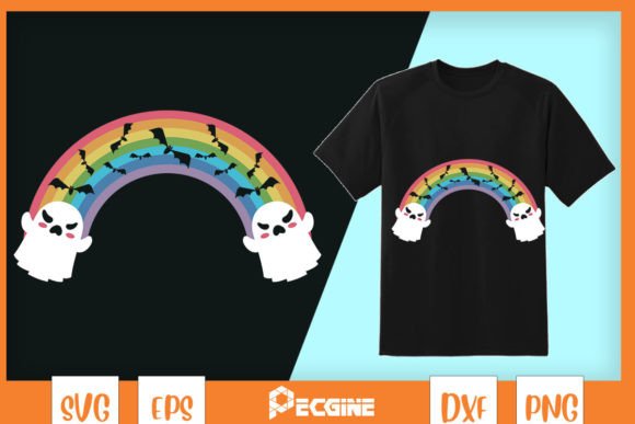 Cute Ghost Rainbow Halloween Graphics