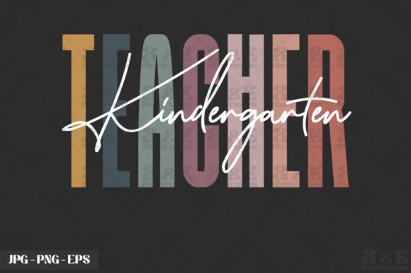 Cute Kindergarten Teacher Rainbow Text Graphics