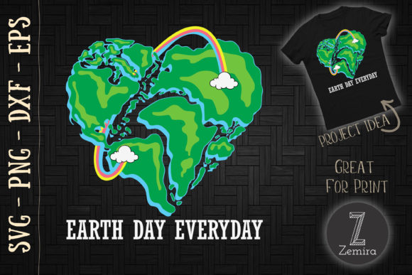 Earth Day, Every Day Heart Earth Rainbow