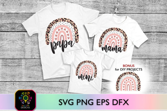 Family Leopard Rainbow T-Shirt Graphics