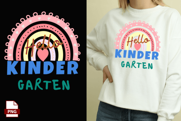 Hello Kindergarten Colorful Rainbow Graphics