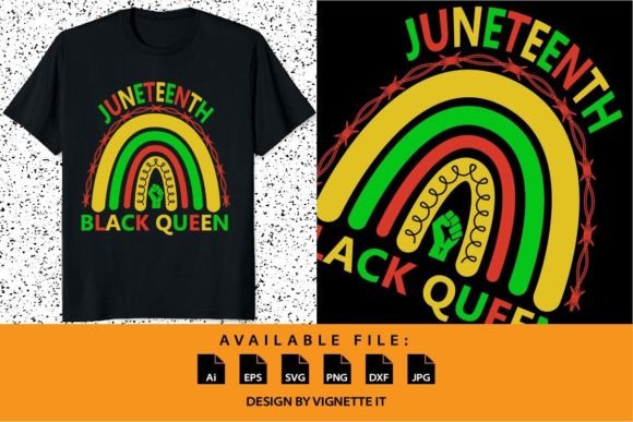 Juneteenth Black Queen Rainbow Shirt SVG Graphics