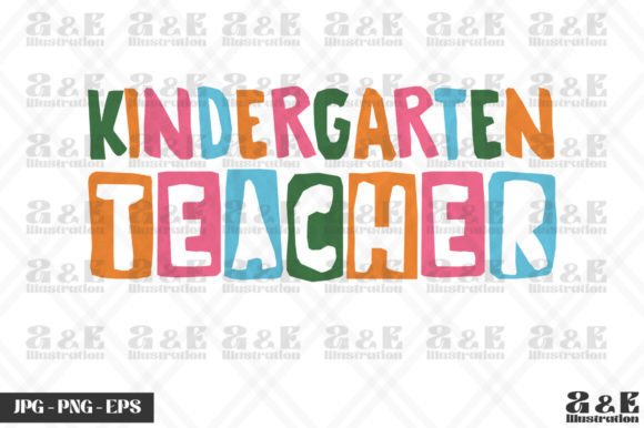 Kindergarten Teacher Rainbow Color Text Graphics