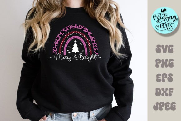 Merry and Bright Rainbow Svg for Graphics and T-Shirt Designs