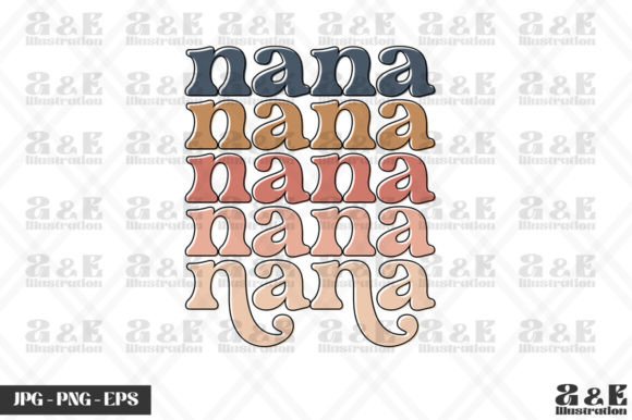Nana Rainbow Text Grandmother Graphics