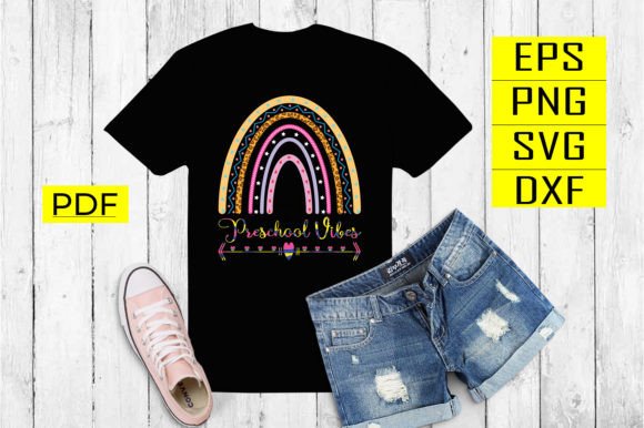 Preschool Vibes, Rainbow Leopard T-Shirt Graphics