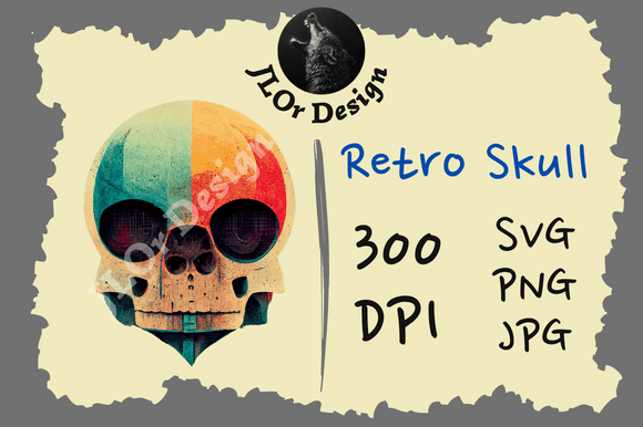 Rainbow Retro Skull - Retro Halloween