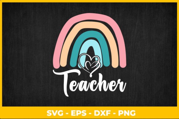 Rainbow Teacher Love Heart SVG Design