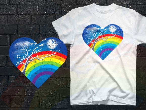 Rainbow Winter T-shirt Design Graphics