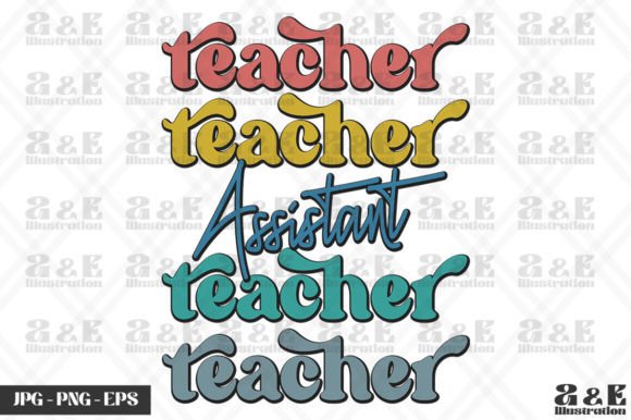 Retro Assistant Teacher Rainbow School Graphics