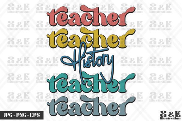 Retro History Teacher Rainbow School Graphics