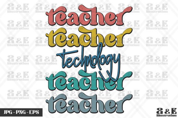 Retro Technology Teacher Rainbow School Graphics