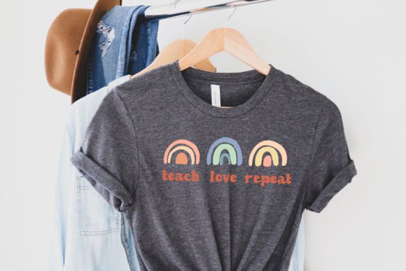 Teach Love Repeat Svg Rainbow Shirt Pod Graphics