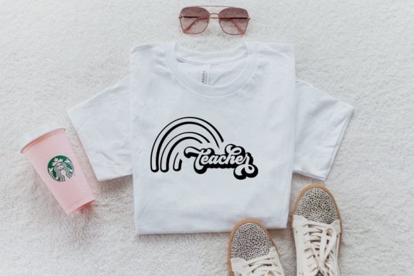 Teacher Rainbow Retro Svg Shirt Design